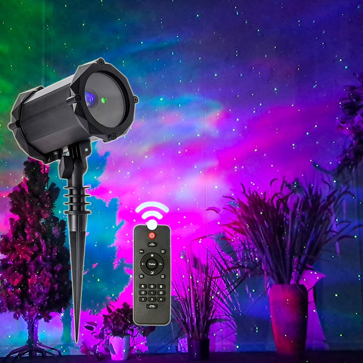 Moving Vivid Yellow Laser Firefly Star Lights with Aurora