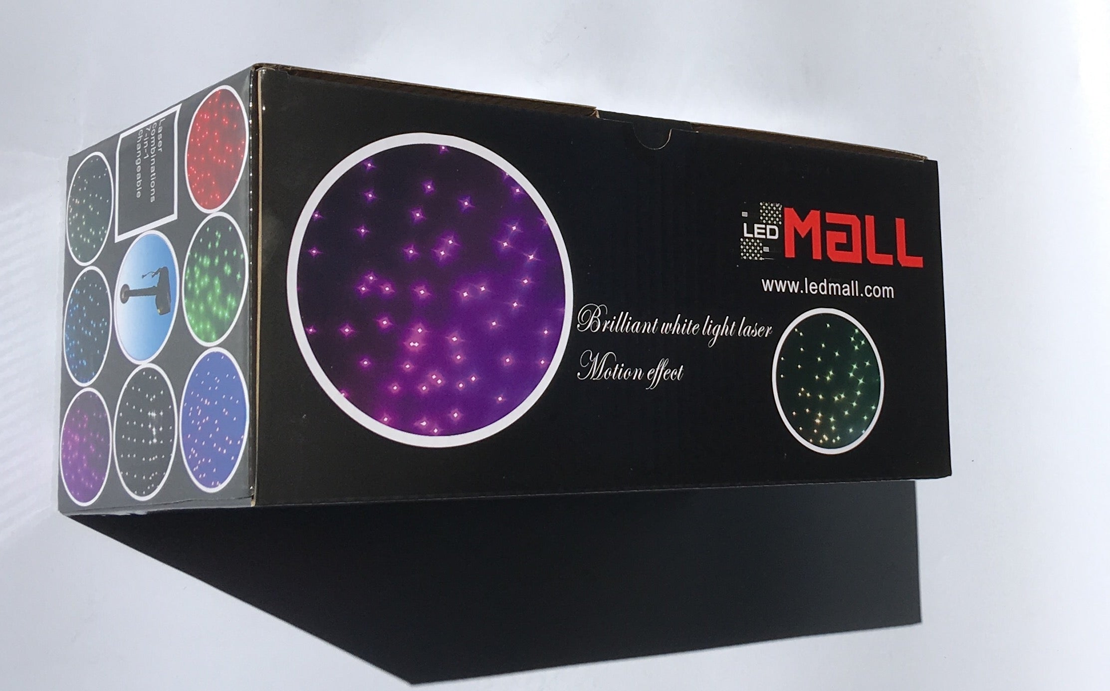 LEDMALL Full Spectrum Motion Star Effects 7 Color WHITE Laser Christmas Lights