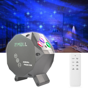 LEDMALL Star Aurora Laser Green and RGB LED Night Lights Decorative Projector with remote control -Silver