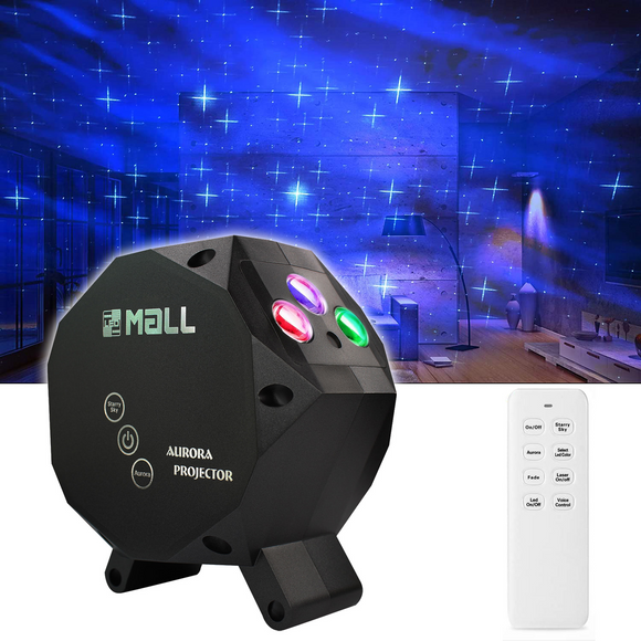 LEDMALL Star Aurora Laser Green and RGB LED Night Lights Decorative Projector with Bluetooth Speaker and Remote Control -Dark Gray